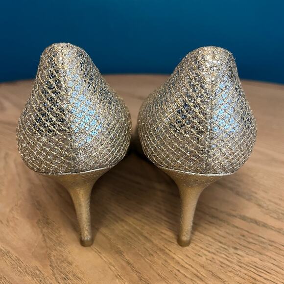 Jimmy Choo Isabel Peep Toe Mid Heel Pumps Sparkle Glitter Size 39.5 Women’s 9.5 - Picture 3 of 11